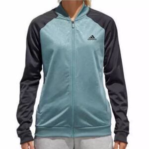 🔹️Adidas Sage Green Embossed Floral Print Track Jacket Small